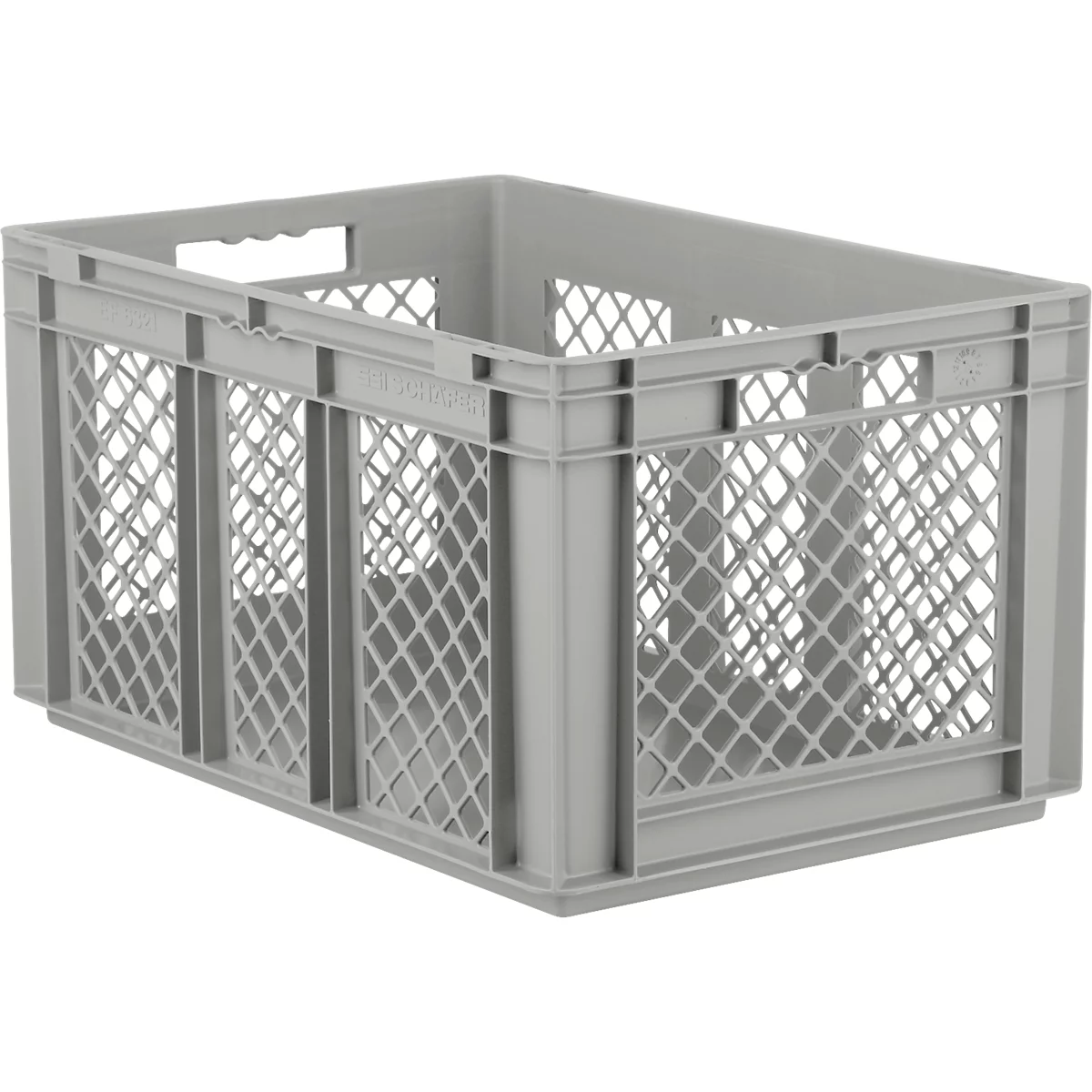 Eurobox serie EF 6321, van PP, inhoud 63,7 l, geperforeerde wanden, grijs, open handgreep