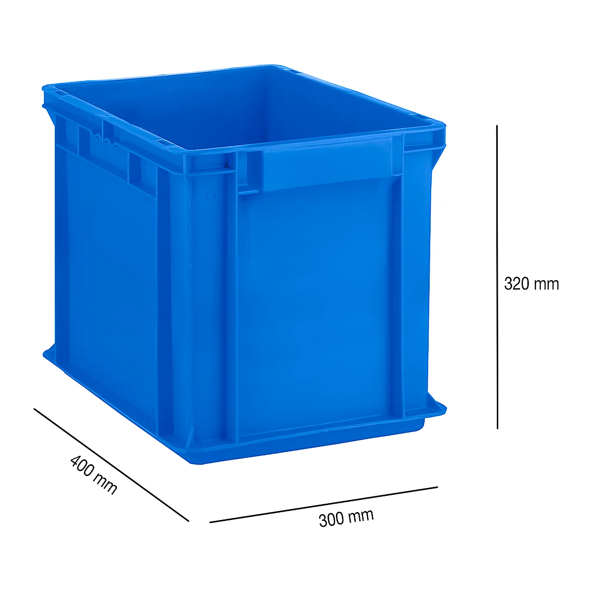 Eurocaja serie EF 4320, de PP, capacidad 29,5 litros, paredes cerradas, asa inferior, azul