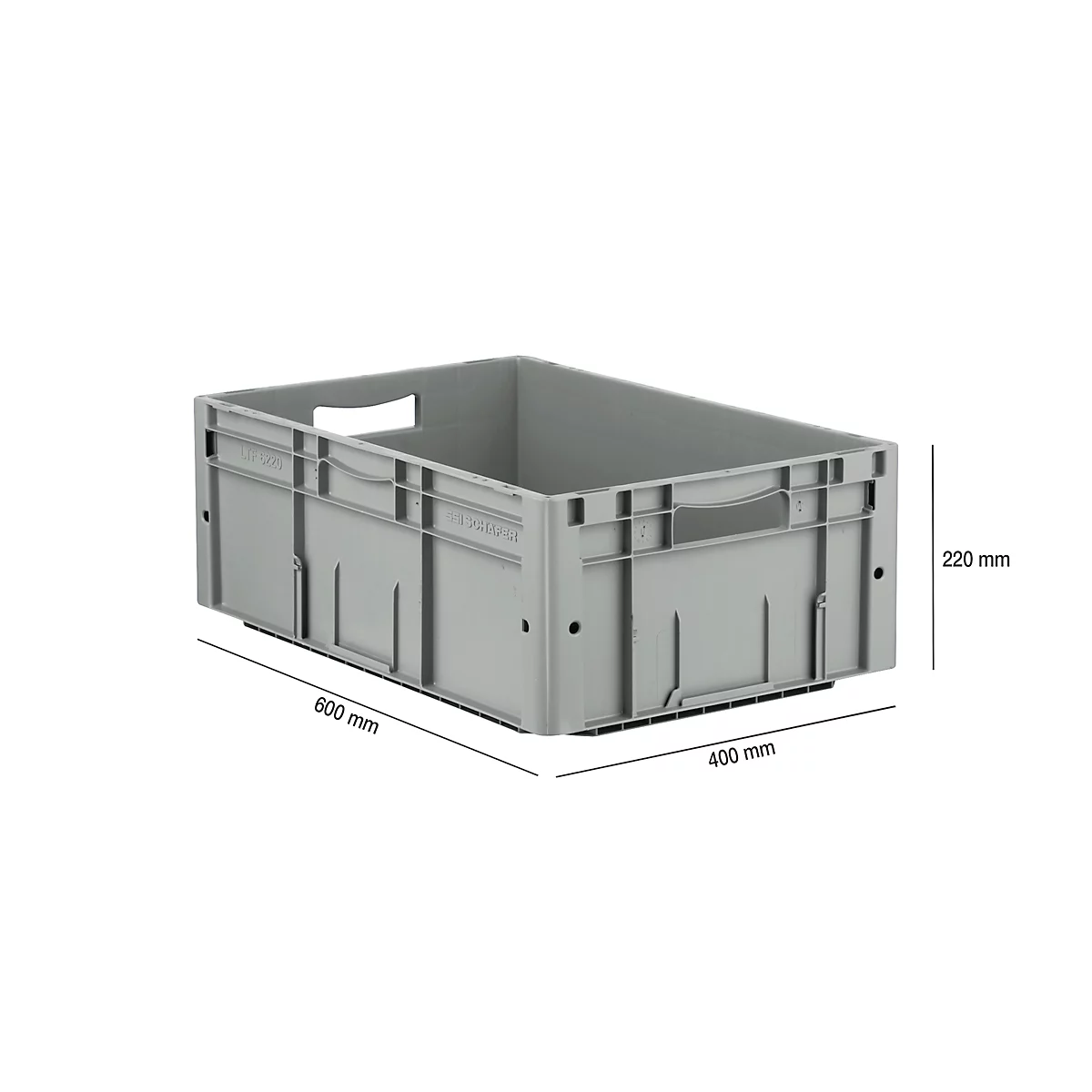 Eurocaja serie LTF 6220, de PP, capacidad 42 L, asa gris