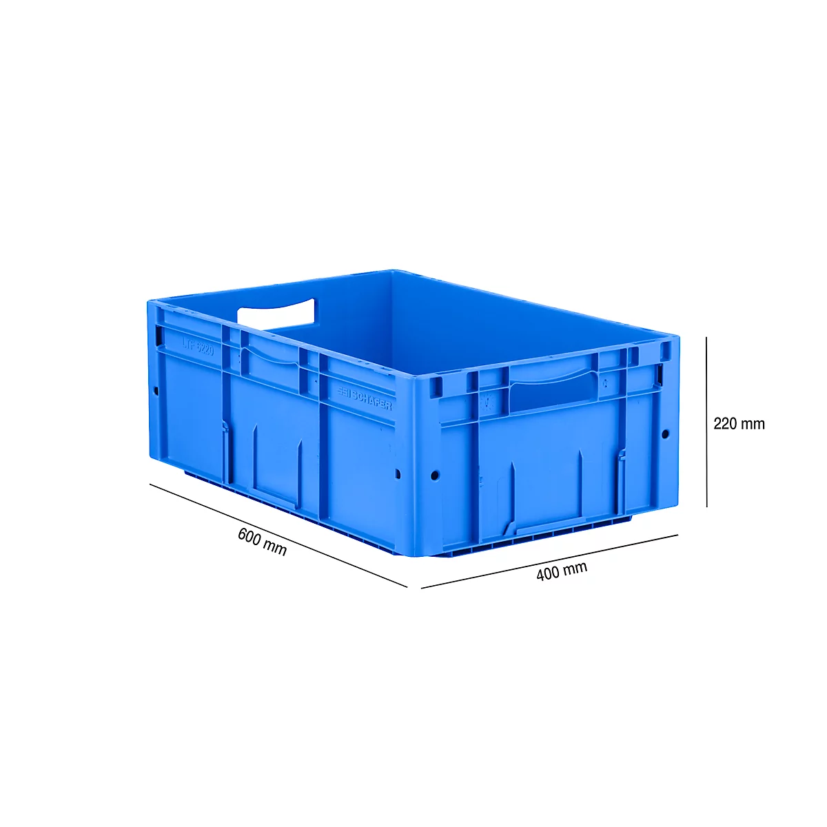 Eurocaja serie LTF 6220, de PP, capacidad 42 litros, asa perforada, azul