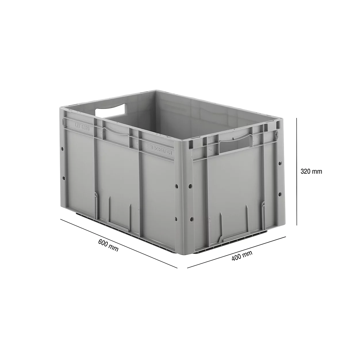 Eurocaja serie LTF 6320, de PP, capacidad 62,7 L, asa gris