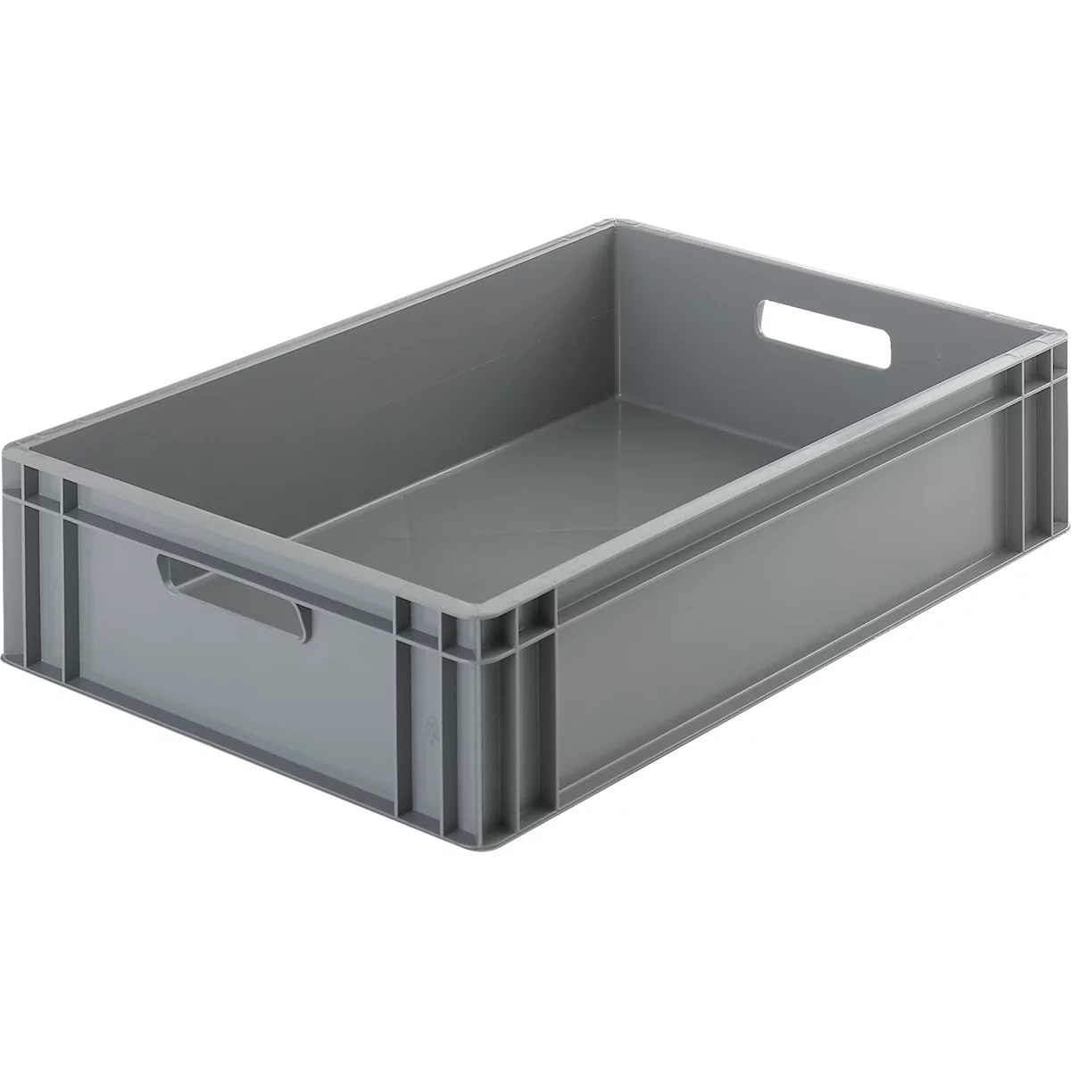 Eurokasten Ringoplast, 34 l, lebensmittelgeeignet, geschlossen, 2 Durchgriffe, L 600 x B 400 x H 143 mm, Kunststoff, grau