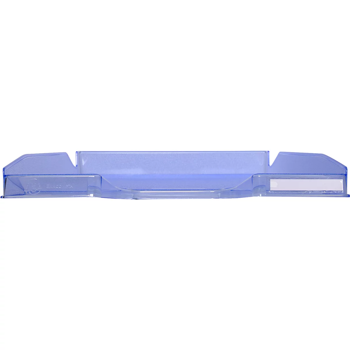 Blau-transparente Faltschachtel, Ansicht von oben.
