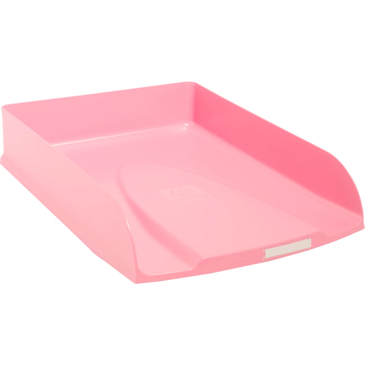 Rosa Ablage, schräge Vorderseite, rechteckige Form. Minimalistisches Design. 