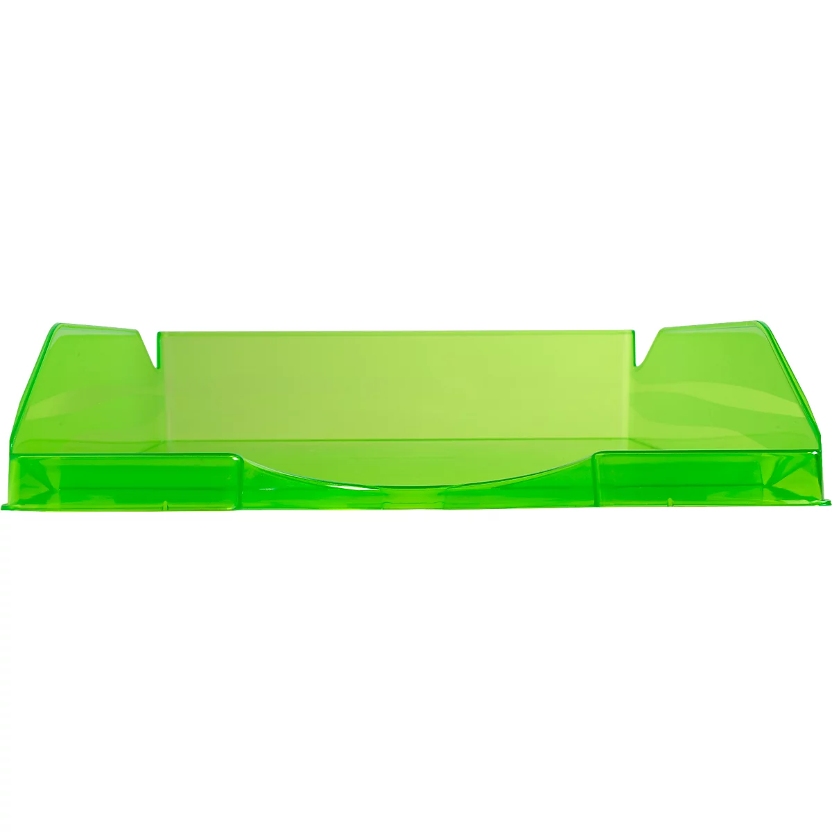 Grüne Schreibtischablage aus transparentem Kunststoff.