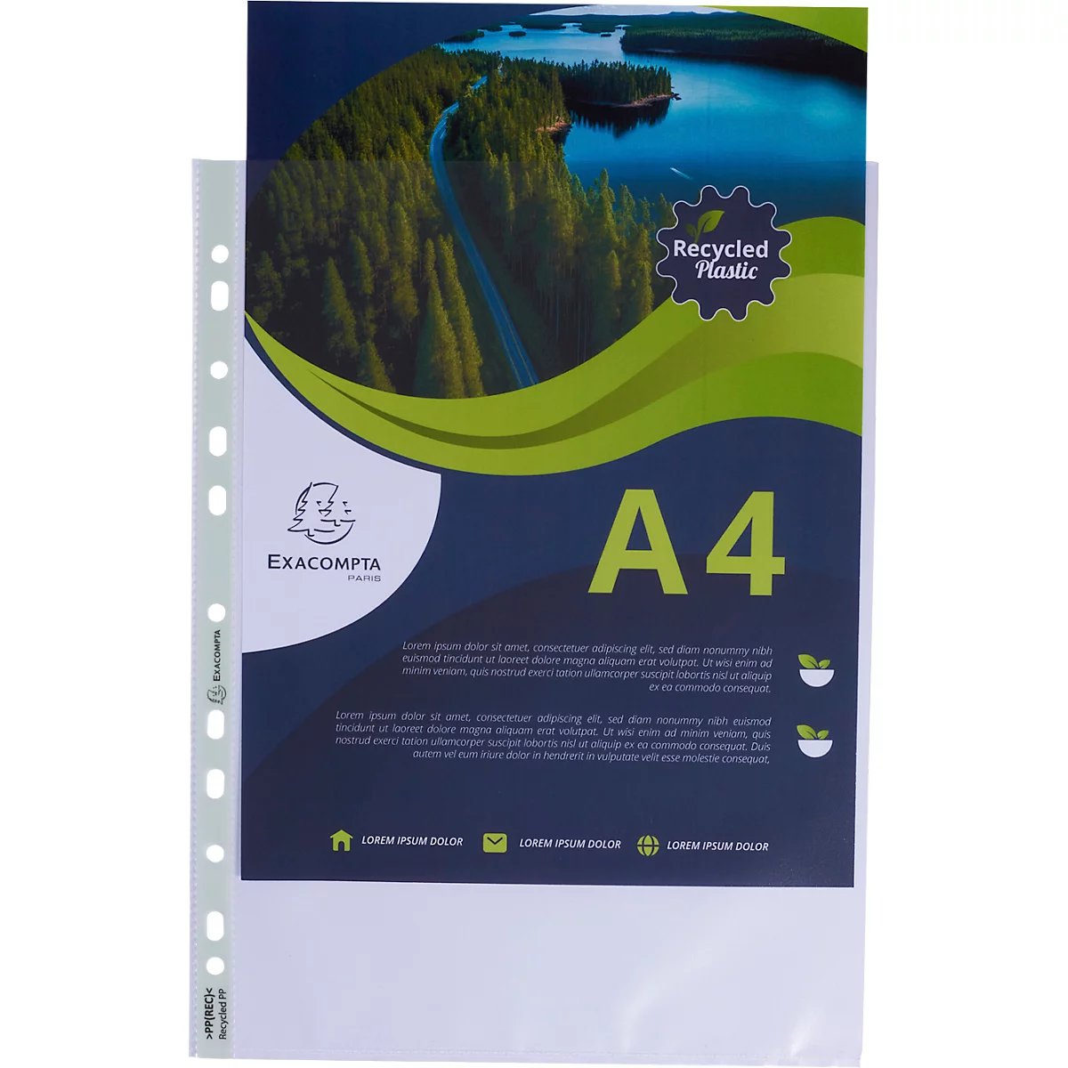 Exacompta brochurehoesjes Forever, voor DIN A4, gerecycled polypropeen, 60µ, generfd, transparant, 100 stuks