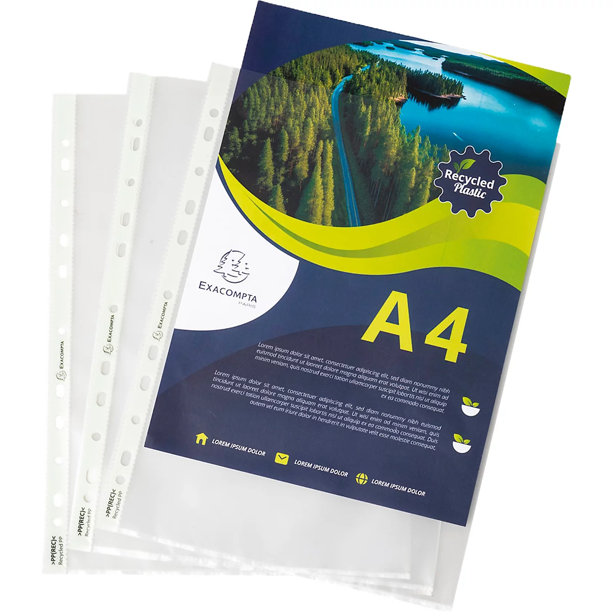 Exacompta brochurehoesjes Forever, voor DIN A4, gerecycled polypropeen, 60µ, generfd, transparant, 100 stuks
