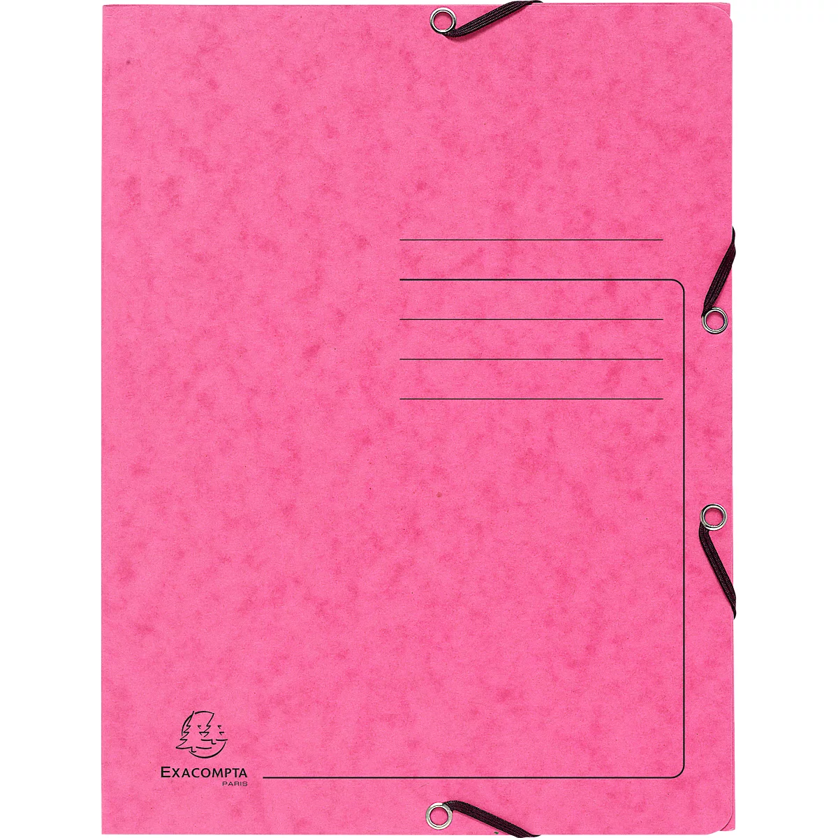 Exacompta classeur, DIN A4, avec élastique, 3 rabats, inscriptible, carton Colorspan, 355 g/m², rose