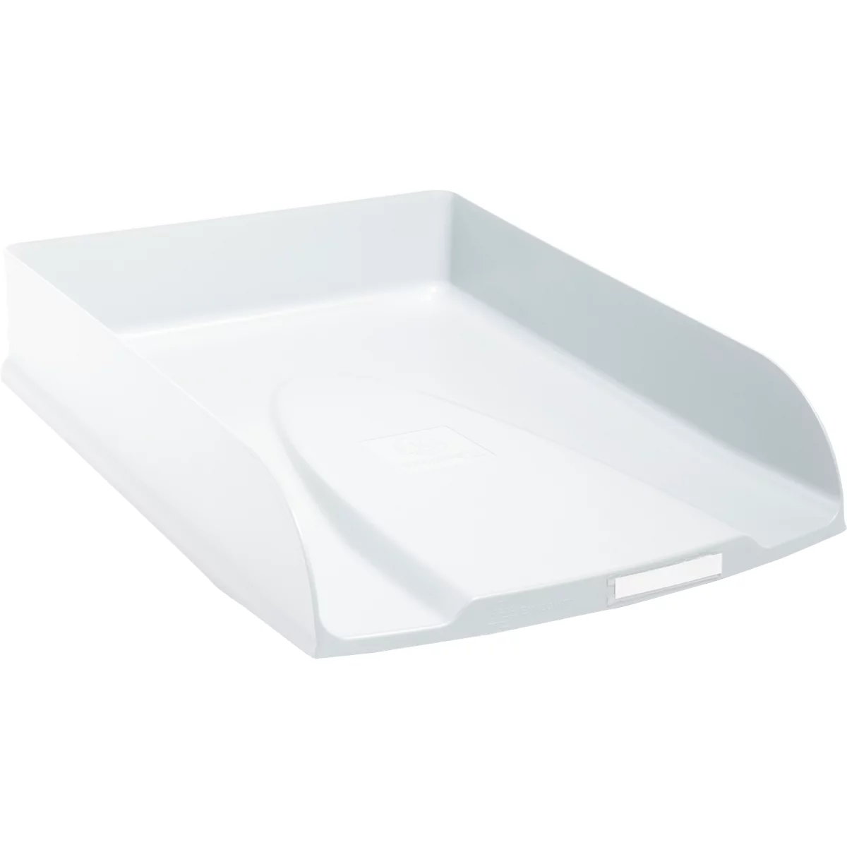 Witte plastic lade, schuin van boven gefotografeerd.