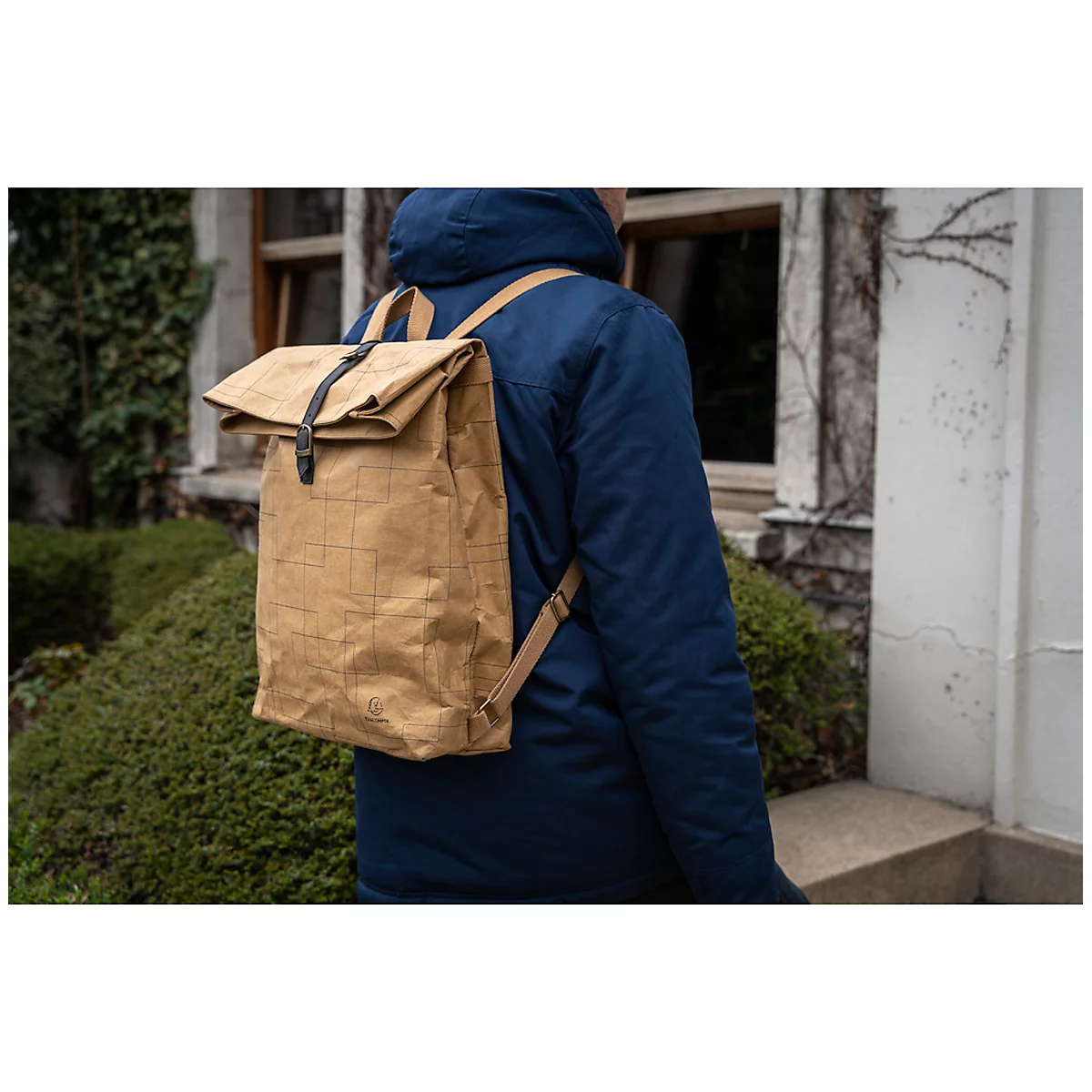 Exacompta Eterneco rugzak, in lederlook, voor laptops tot 14', documenten tot DIN A4, B 320 x D 130 x H 430 mm, papier, bruin