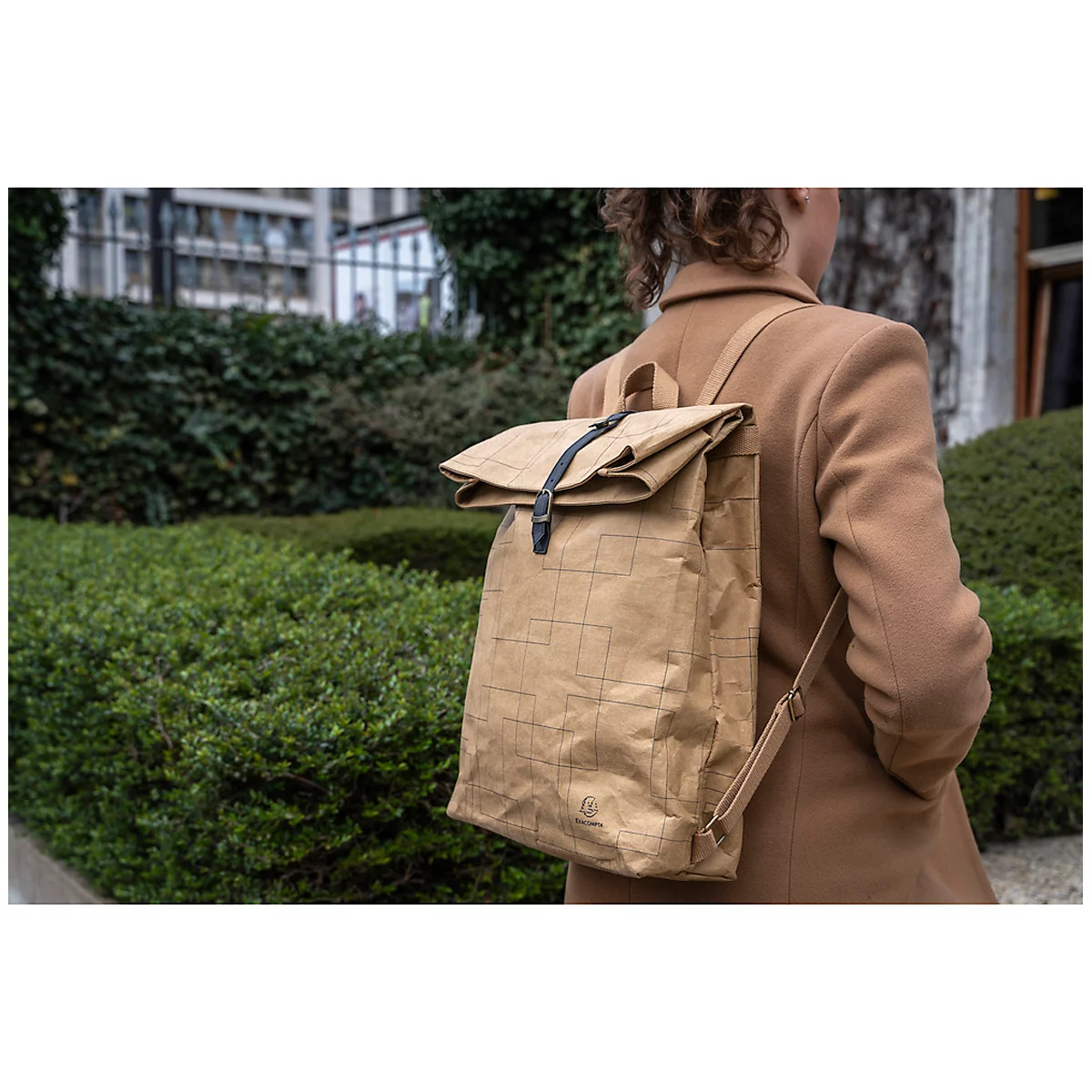 Exacompta Eterneco rugzak, in lederlook, voor laptops tot 14', documenten tot DIN A4, B 320 x D 130 x H 430 mm, papier, bruin