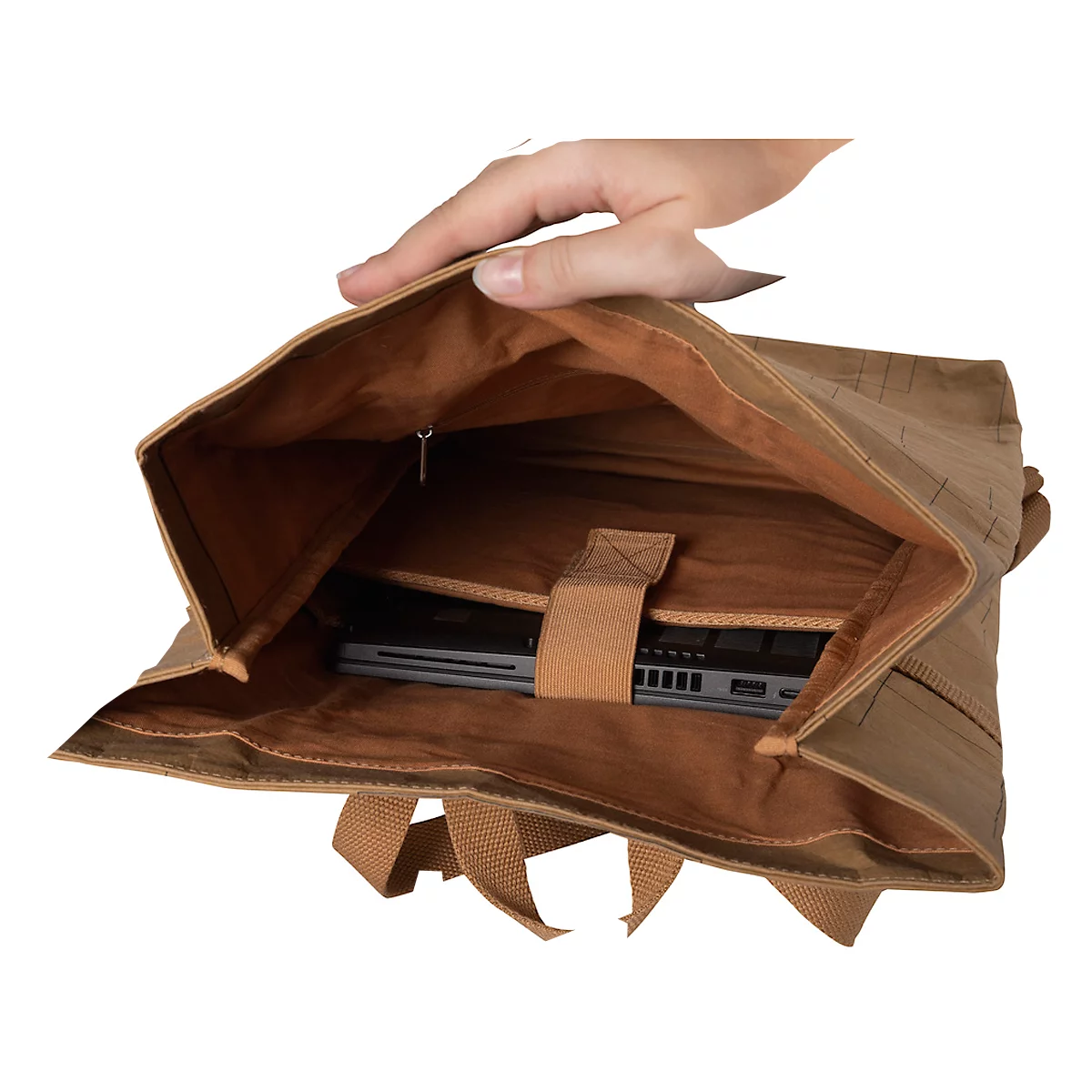Exacompta Eterneco rugzak, in lederlook, voor laptops tot 14', documenten tot DIN A4, B 320 x D 130 x H 430 mm, papier, bruin