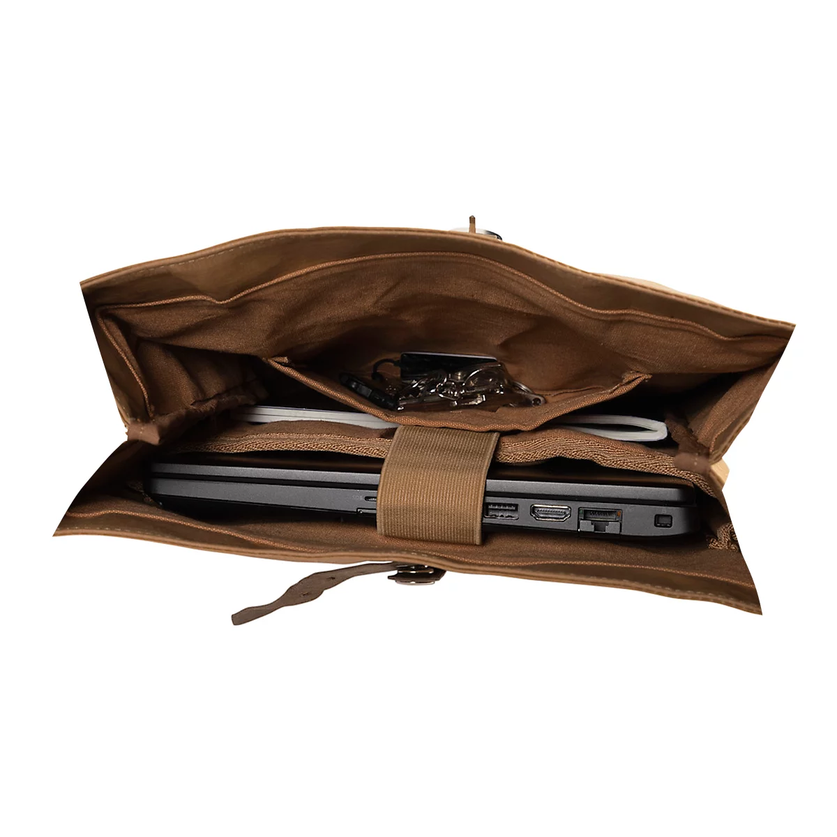 Exacompta Eterneco rugzak, in lederlook, voor laptops tot 14', documenten tot DIN A4, B 320 x D 130 x H 430 mm, papier, bruin