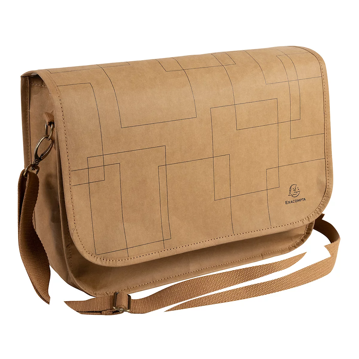 Exacompta Eterneco V1 laptoptas, lederlook, voor laptops tot 15', documenten tot DIN A4, B 390 x D 130 x H 270 mm, papier, bruin