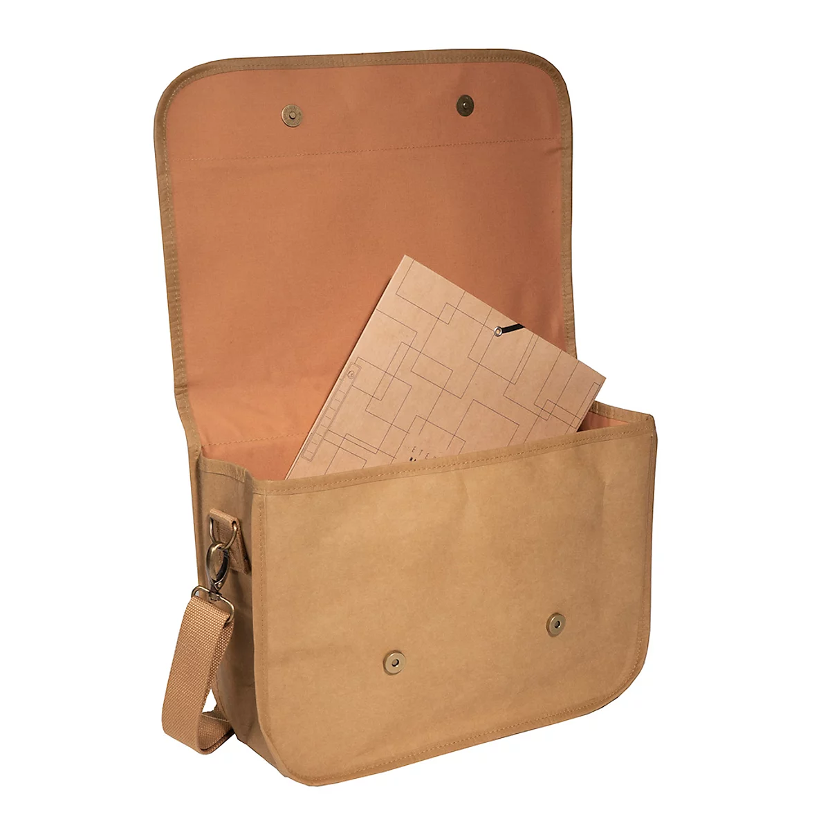 Exacompta Eterneco V1 laptoptas, lederlook, voor laptops tot 15', documenten tot DIN A4, B 390 x D 130 x H 270 mm, papier, bruin