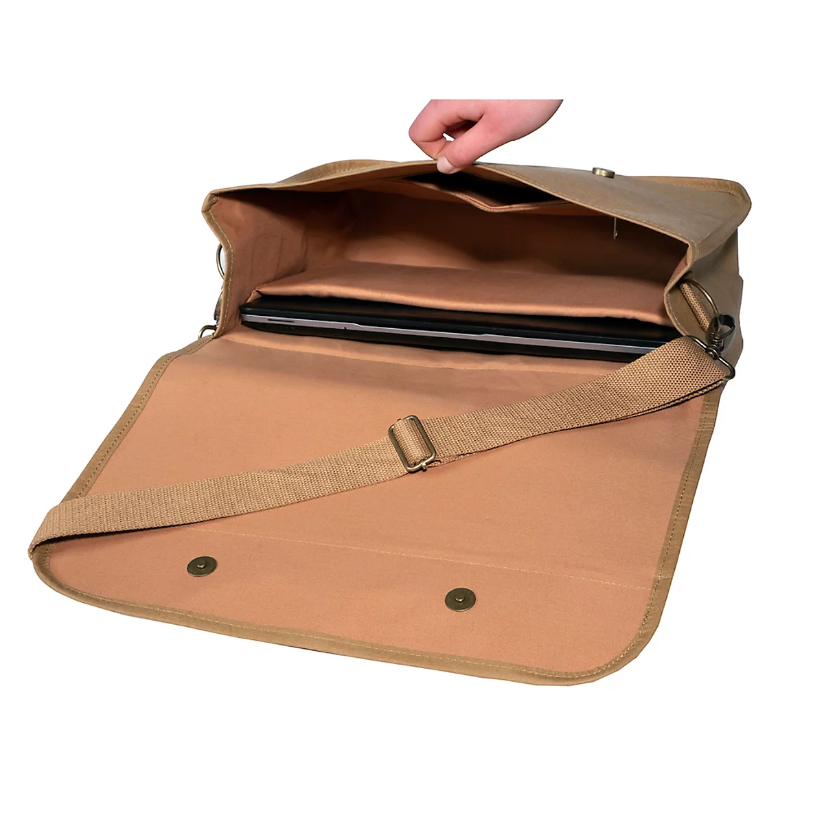 Exacompta Eterneco V1 laptoptas, lederlook, voor laptops tot 15', documenten tot DIN A4, B 390 x D 130 x H 270 mm, papier, bruin