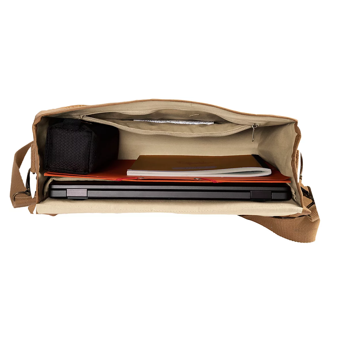 Exacompta Eterneco V1 laptoptas, lederlook, voor laptops tot 15', documenten tot DIN A4, B 390 x D 130 x H 270 mm, papier, bruin