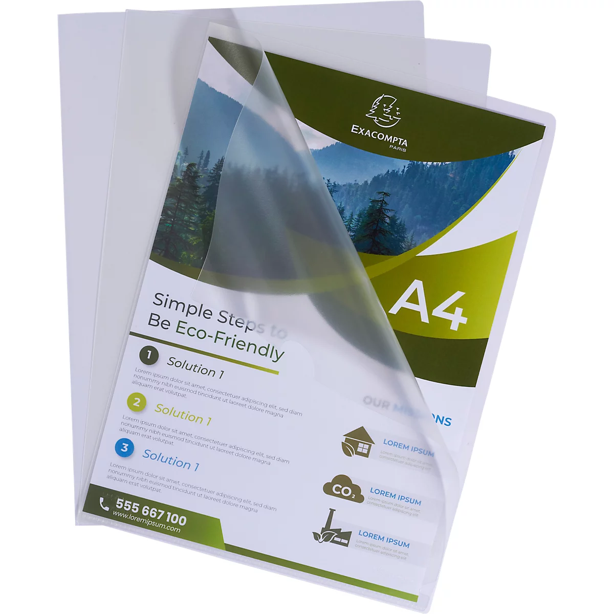 Exacompta Forever hoezen, voor DIN A4, gerecycled polypropeen, 120µ, gekorreld, transparant, 100 stuks