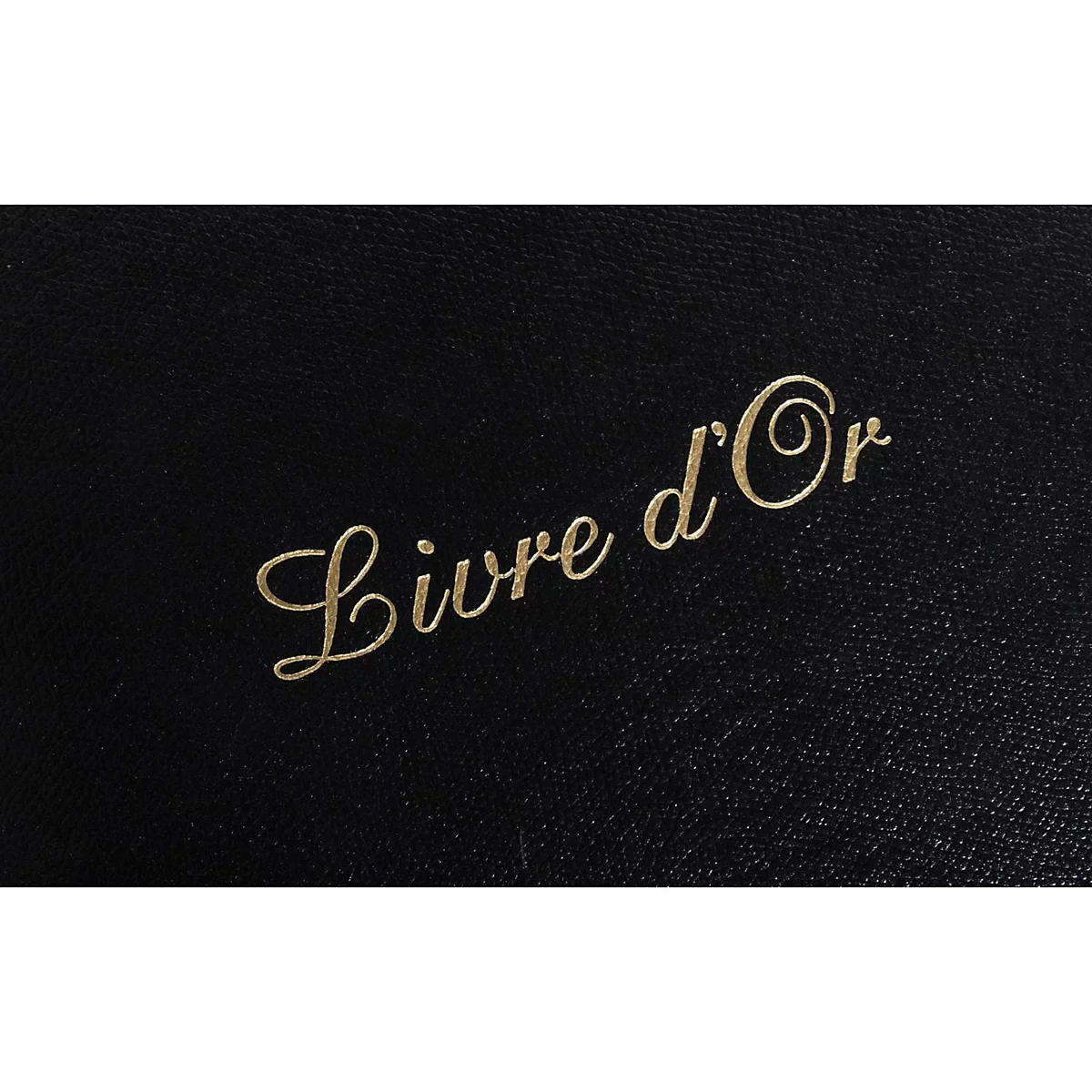 Schwarzes Buch mit goldenem "Livre d'Or" Schriftzug.
