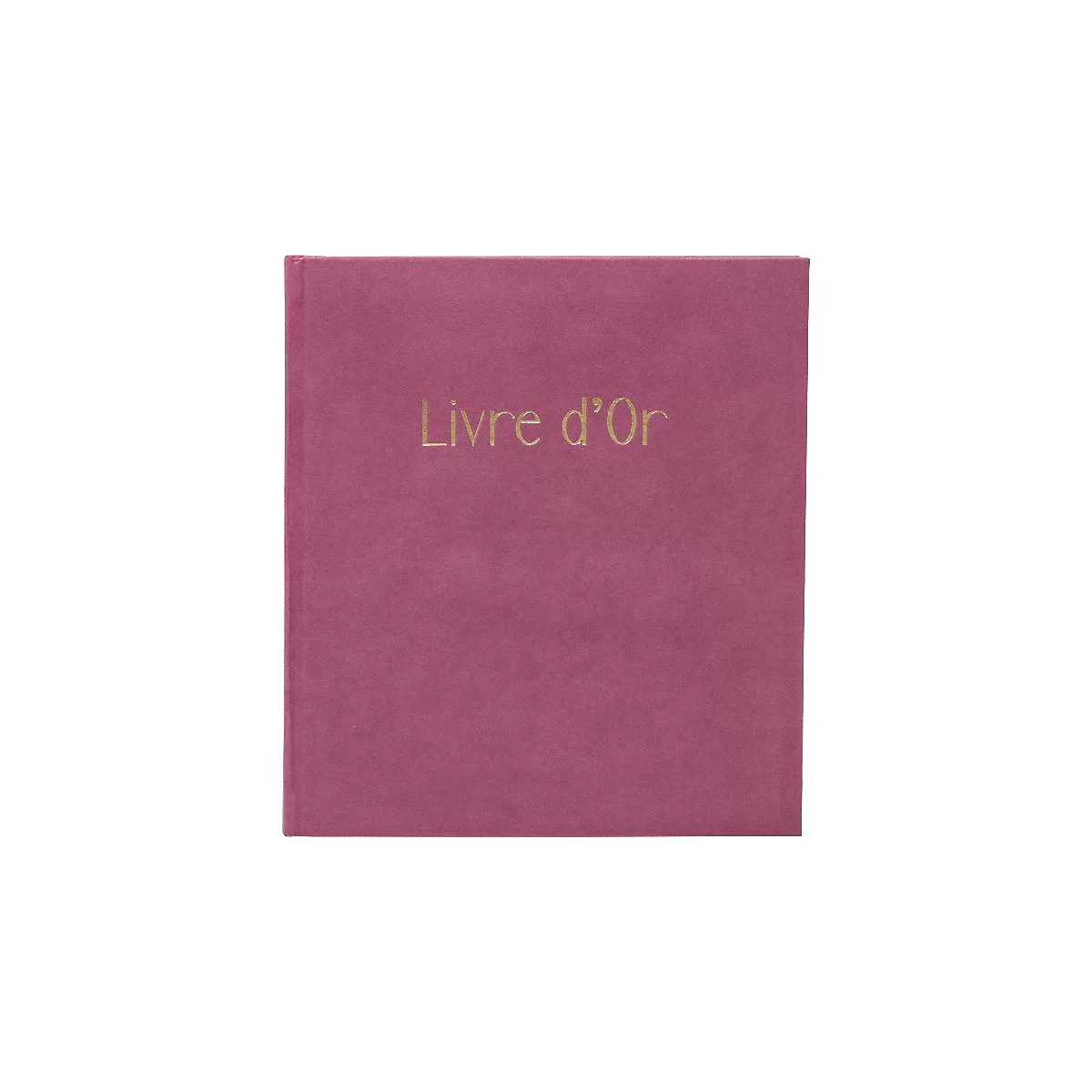 Ein rosa Buch mit goldfarbenem Schriftzug "Livre d'Or".