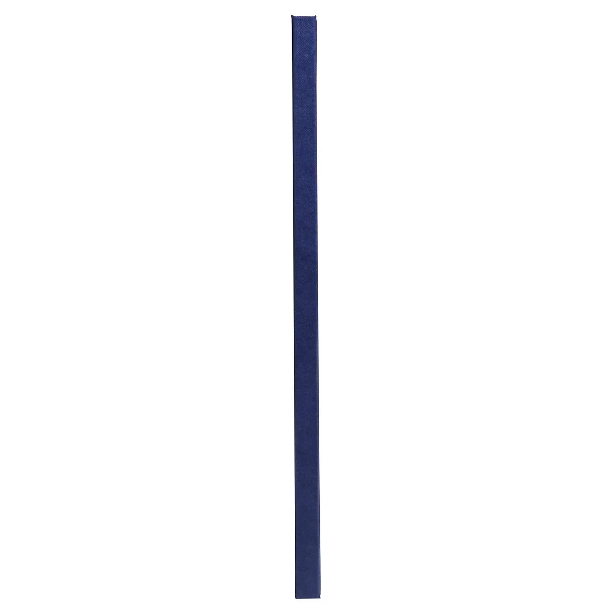 Een smalle, blauwe rechthoek staat rechtop tegen een witte achtergrond.