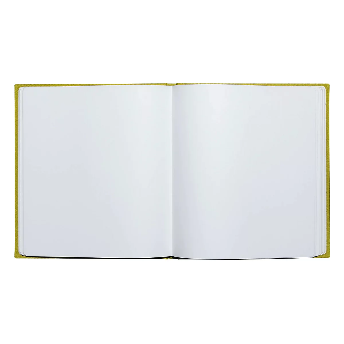 Open boek met blanco witte pagina's. De groene kaft is zichtbaar.