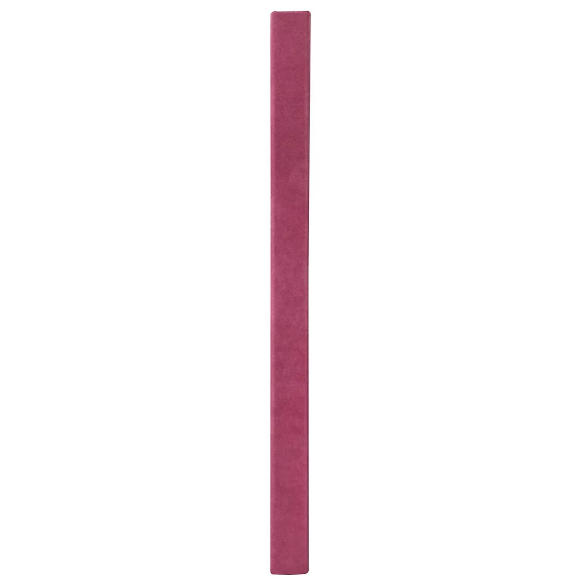 Smal, hoog-rechthoekig beeld van een rood-violet object. De vorm is langwerpig en loopt recht omhoog.