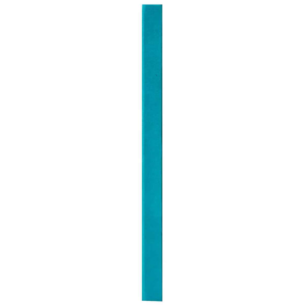 Een verticale, rechthoekige streep in turquoise op een witte achtergrond.