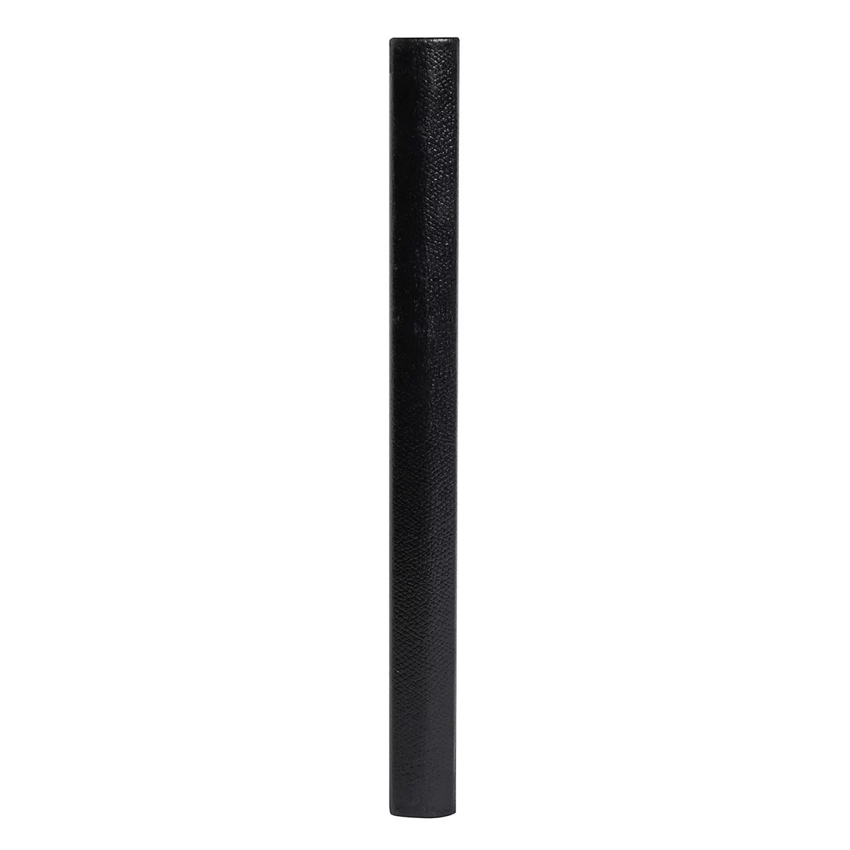 Rouleau cylindrique noir sur fond blanc. La surface présente une légère texture.