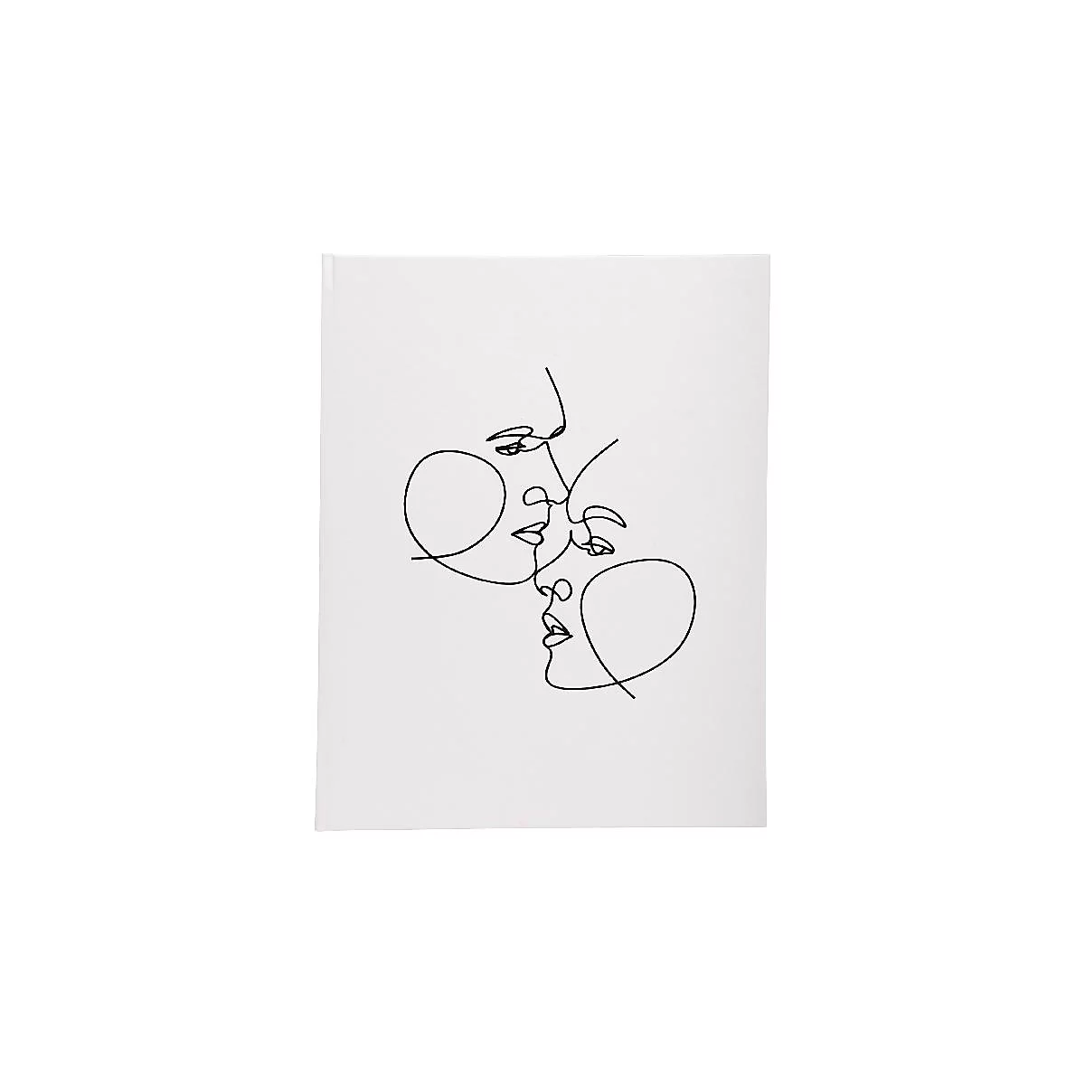 Dessin au trait noir et blanc de deux visages se faisant face. Seuls les contours, style minimaliste.