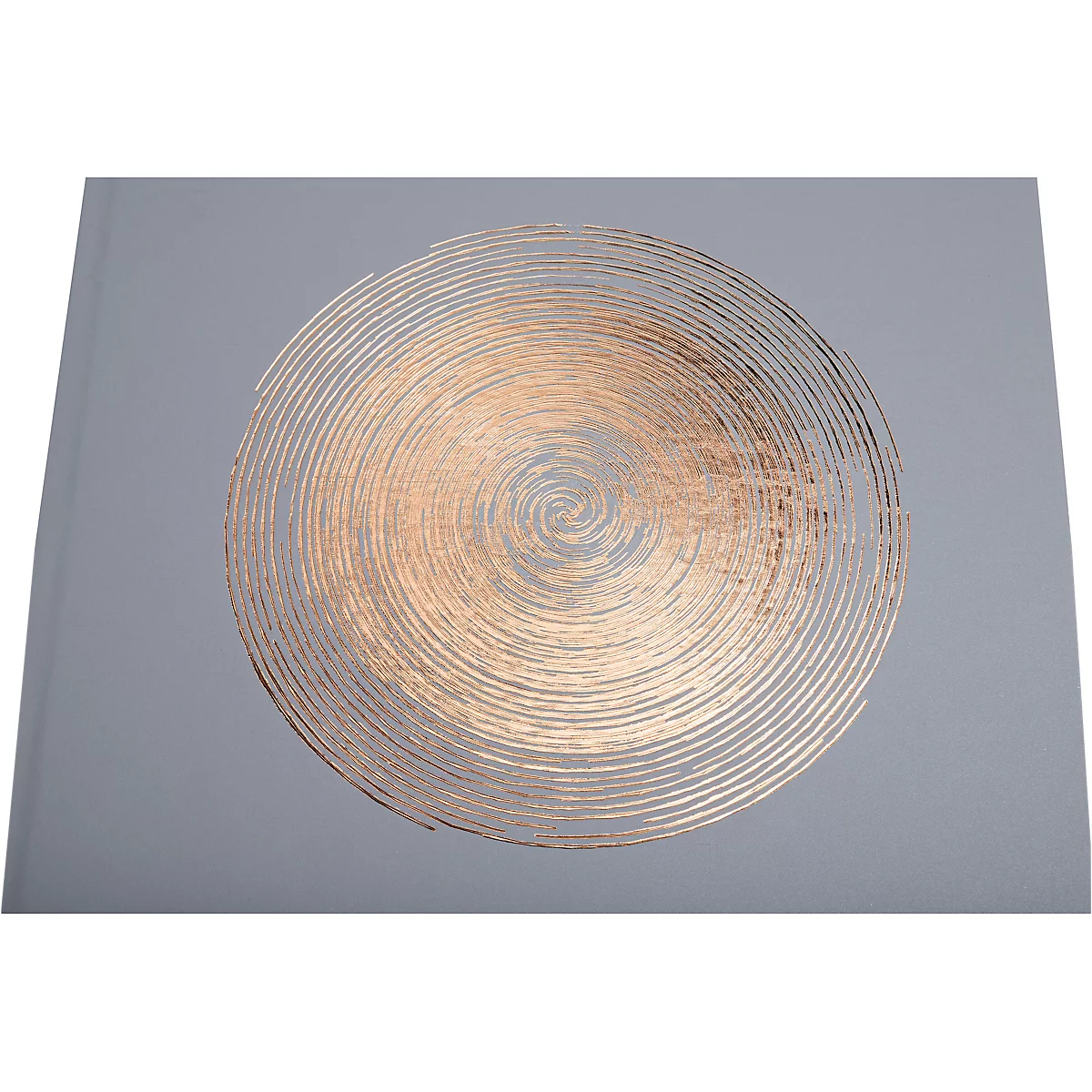 Fond gris avec des ornements en spirale dorée. La spirale a un tracé circulaire.