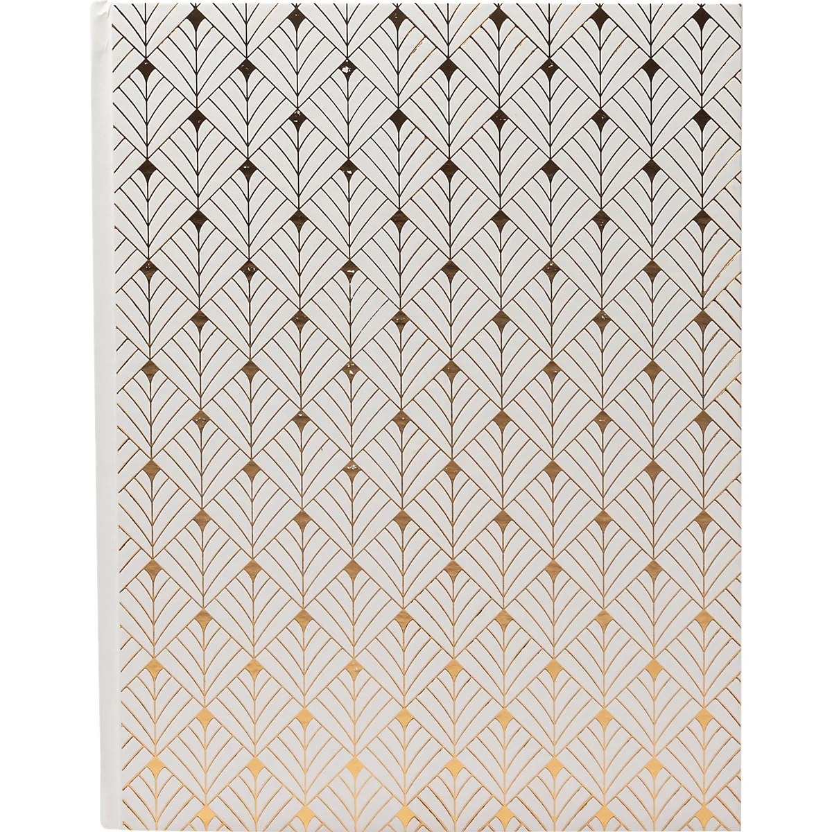 Motif de feuilles répétitives, brun foncé à or, sur fond clair.