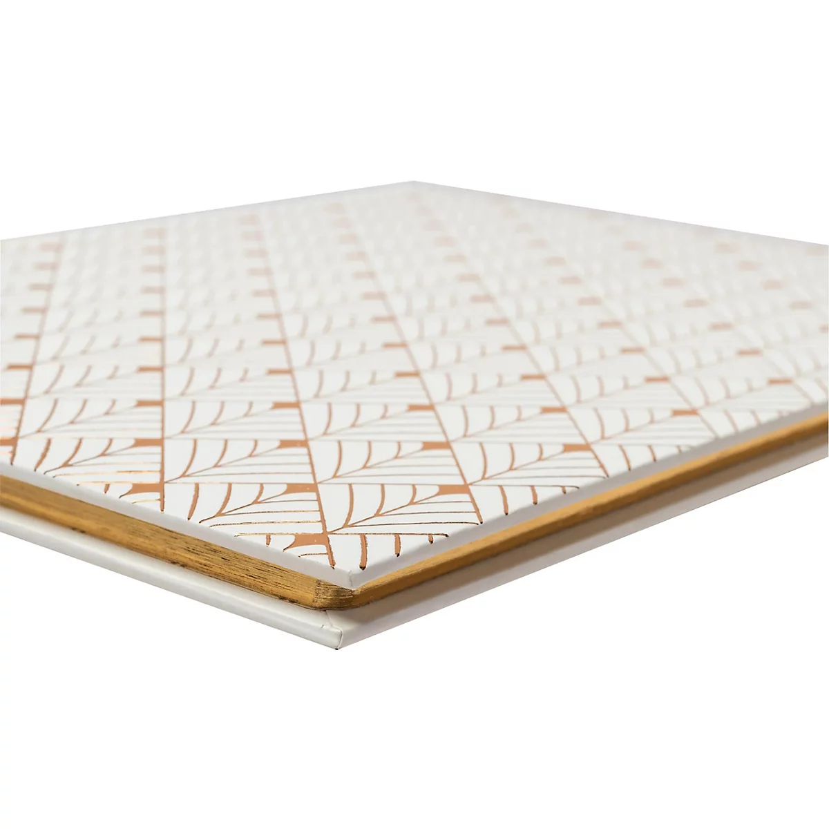 Gros plan sur un panneau en bois avec un motif géométrique blanc en marron, bordure dorée.