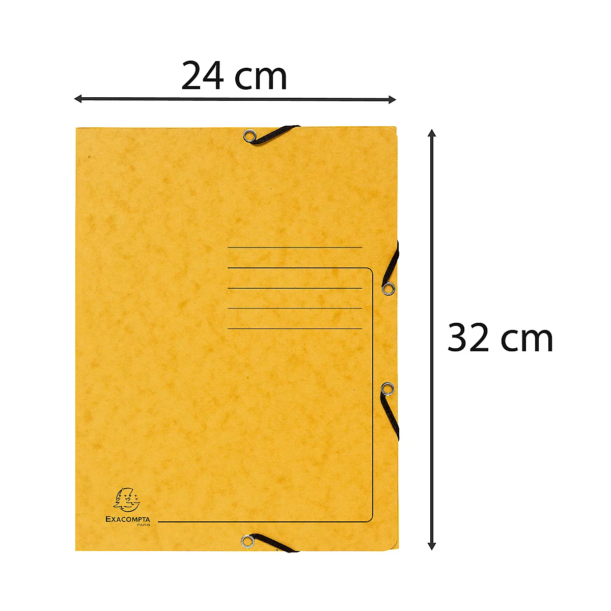 Exacompta map, DIN A4, met elastiek, 3 kleppen, te labelen, Colorspan karton, 355 g/m², geel