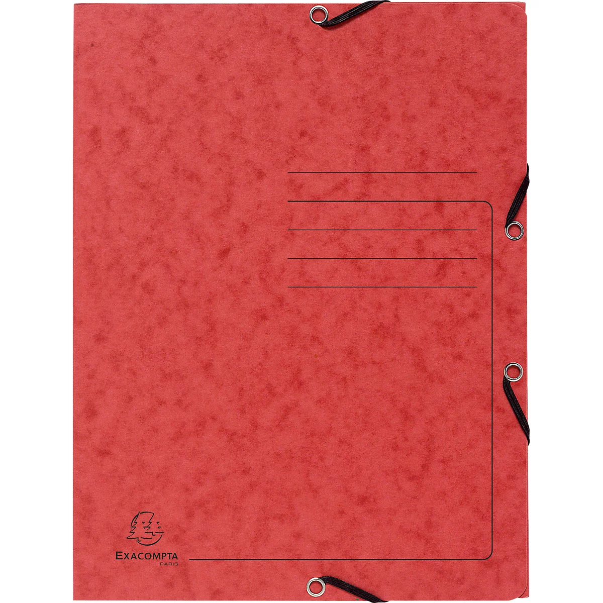 Exacompta map, DIN A4, met elastiek, 3 kleppen, te labelen, Colorspan karton, 355 g/m², rood