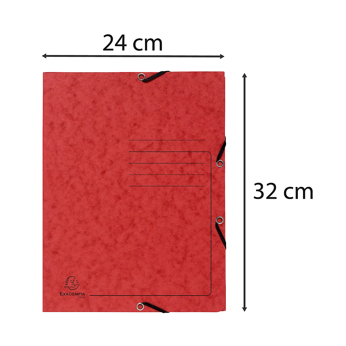Exacompta map, DIN A4, met elastiek, 3 kleppen, te labelen, Colorspan karton, 355 g/m², rood