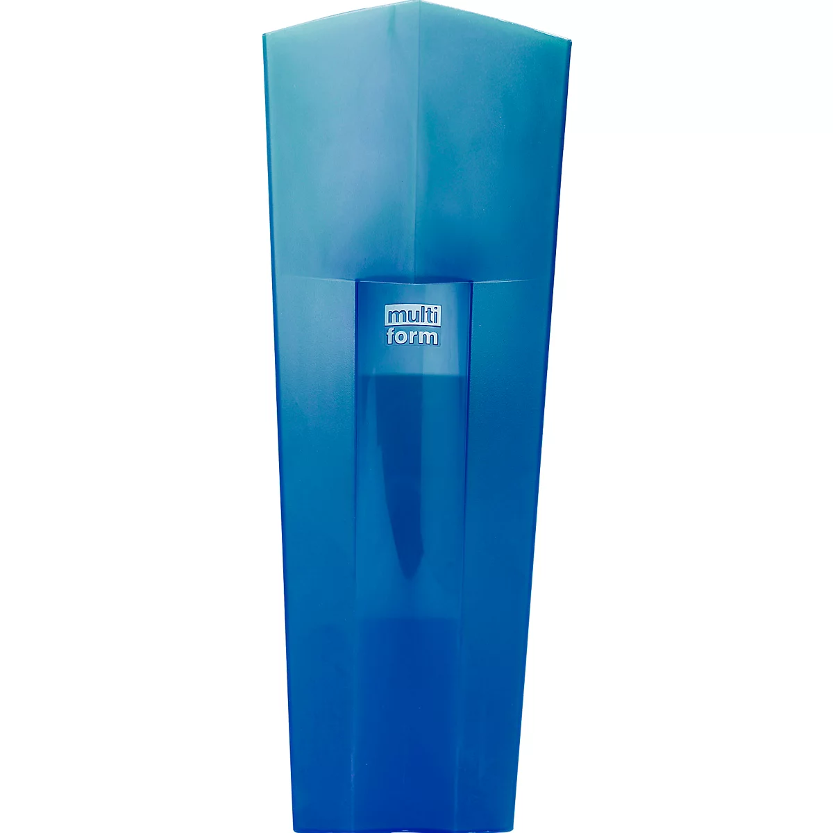 Objet bleu en forme de prisme avec l'inscription 'multi form'.