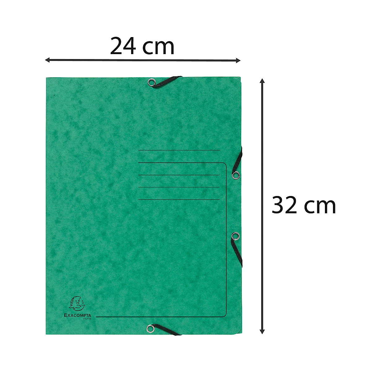 Exacompta Sammelmappe, DIN A4, mit Gummizug, 3 Klappen, beschriftbar, Colorspan-Karton, 355 g/m², grün