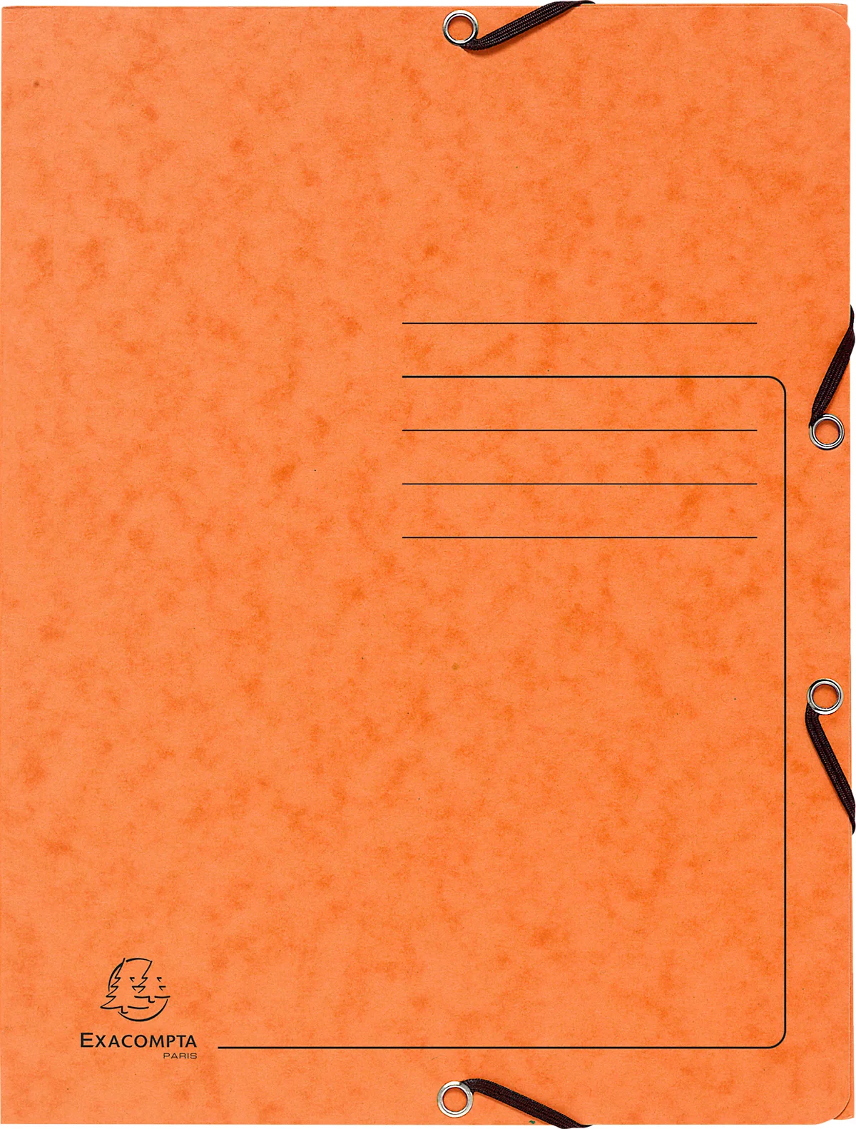 Exacompta Sammelmappe, DIN A4, mit Gummizug, 3 Klappen, beschriftbar, Colorspan-Karton, 355 g/m², orange