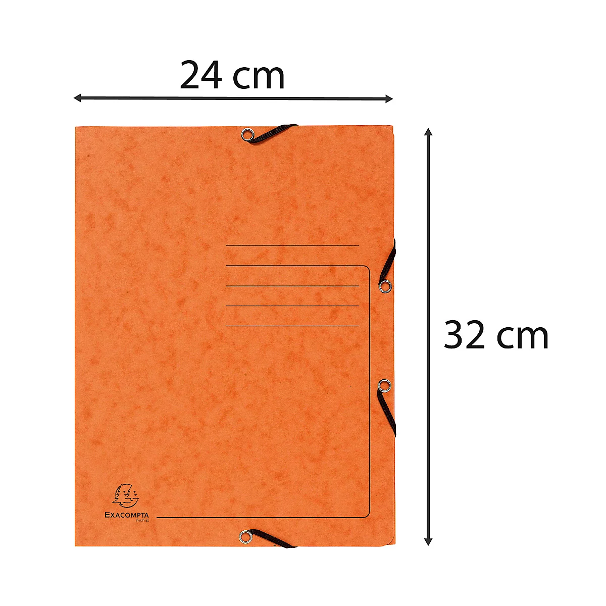 Exacompta Sammelmappe, DIN A4, mit Gummizug, 3 Klappen, beschriftbar, Colorspan-Karton, 355 g/m², orange