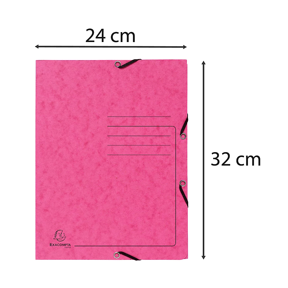 Exacompta Sammelmappe, DIN A4, mit Gummizug, 3 Klappen, beschriftbar, Colorspan-Karton, 355 g/m², rosa