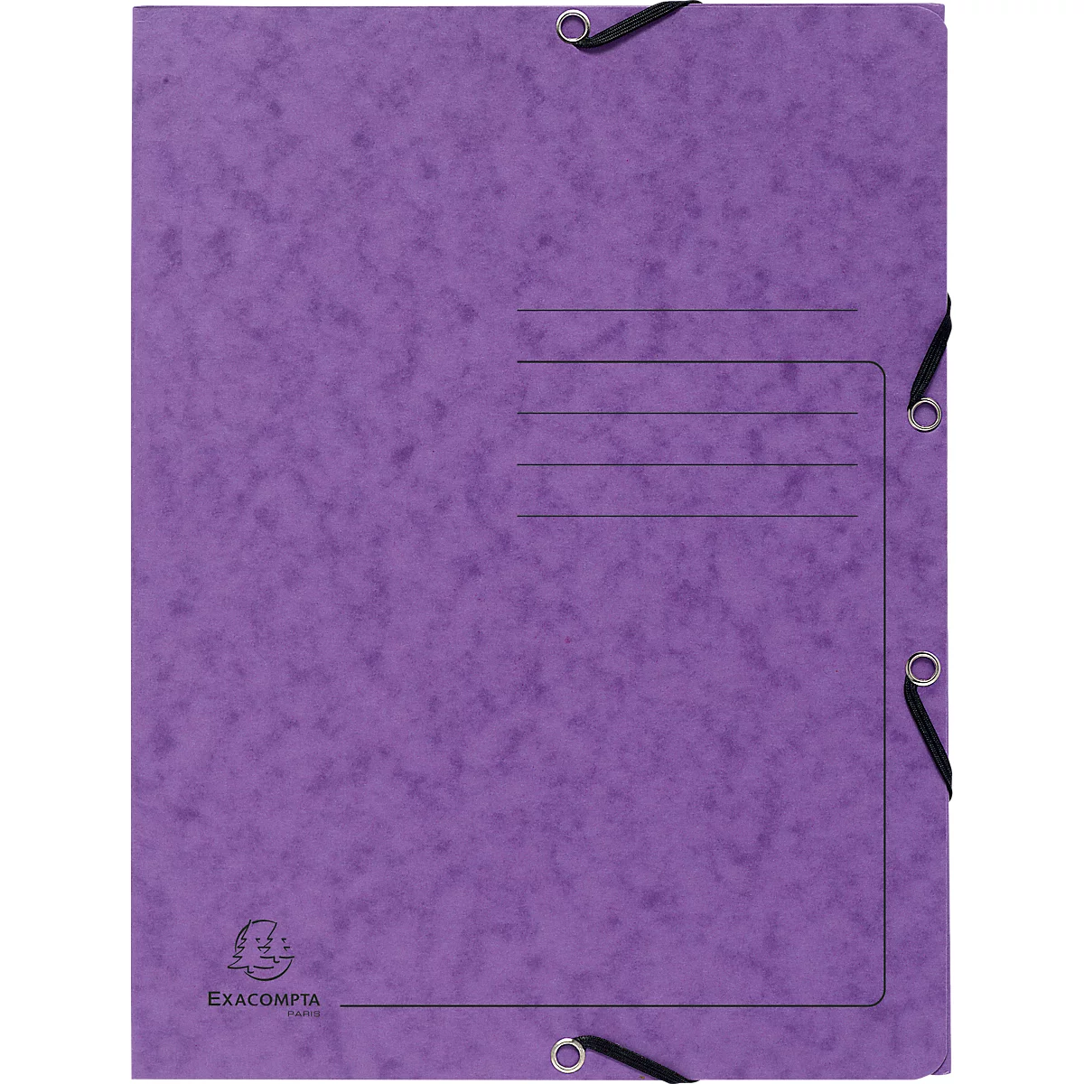 Exacompta Sammelmappe, DIN A4, mit Gummizug, 3 Klappen, beschriftbar, Colorspan-Karton, 355 g/m², violett