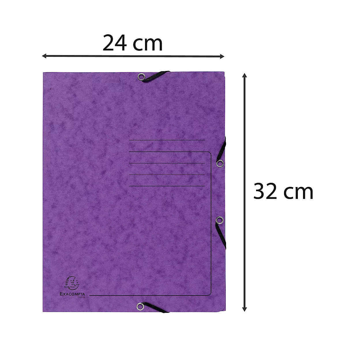 Exacompta Sammelmappe, DIN A4, mit Gummizug, 3 Klappen, beschriftbar, Colorspan-Karton, 355 g/m², violett