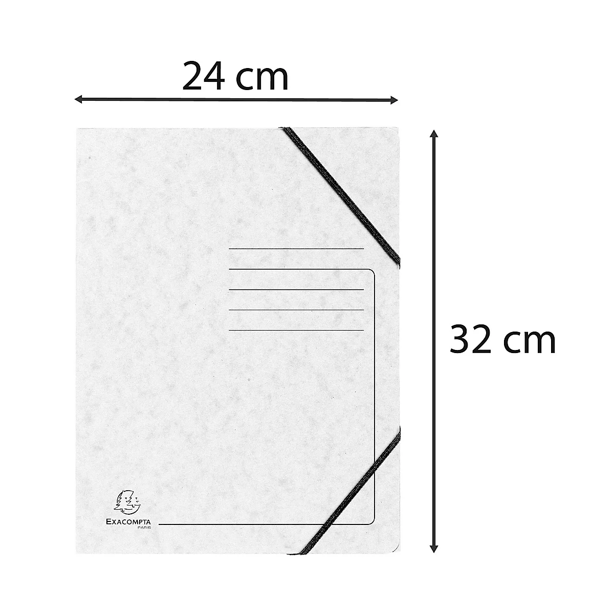 Exacompta Sammelmappe, DIN A4, mit Gummizug, 3 Klappen, beschriftbar, Colorspan-Karton, 355 g/m², weiß