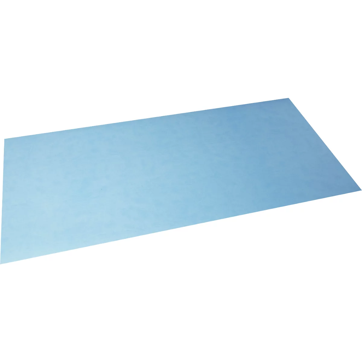 Blaues, rechteckiges Papier, das leicht diagonal auf weißem Hintergrund liegt.