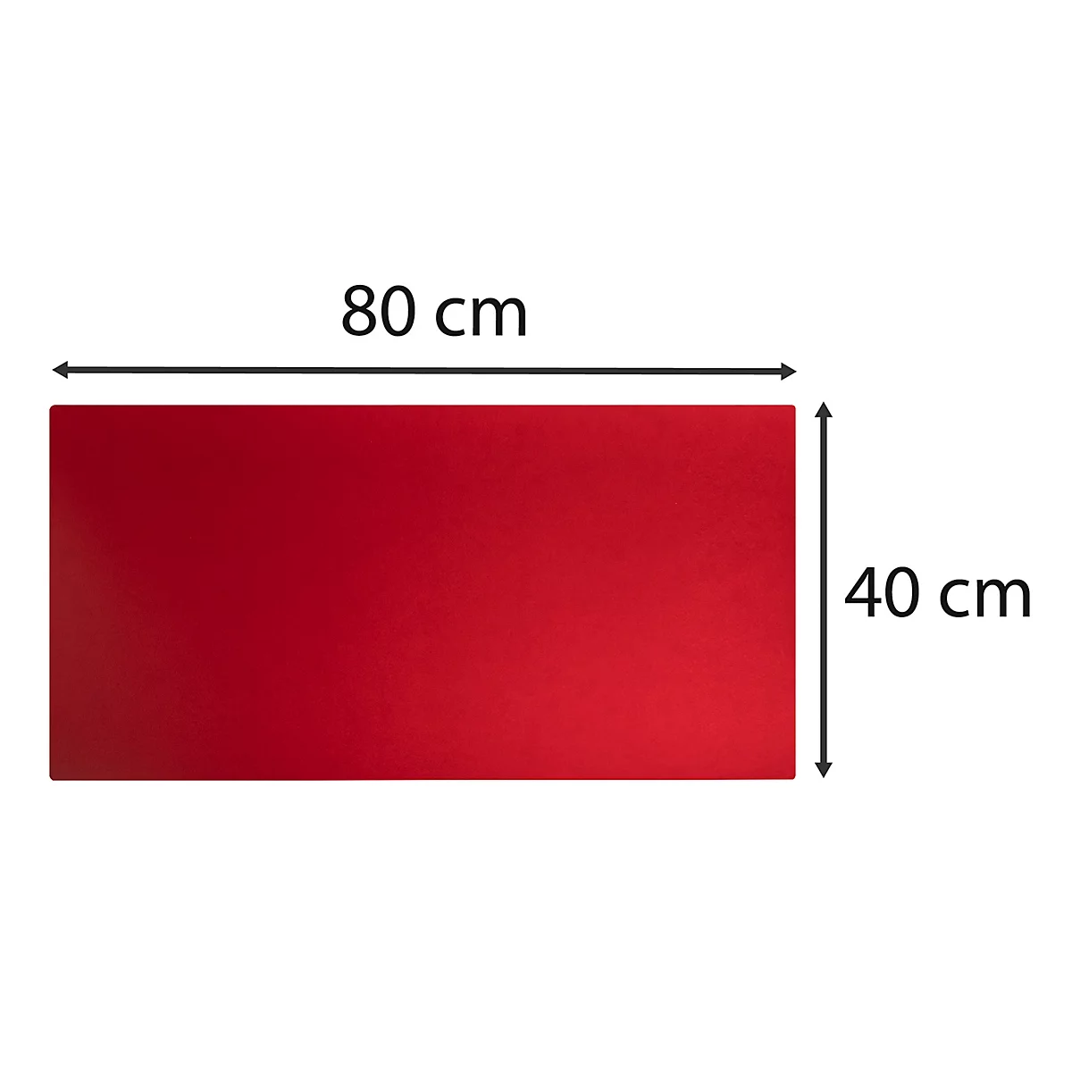 Rotes Rechteck mit den Maßen 80 x 40 cm. Die Abmessungen sind durch Pfeile und Beschriftung gekennzeichnet.