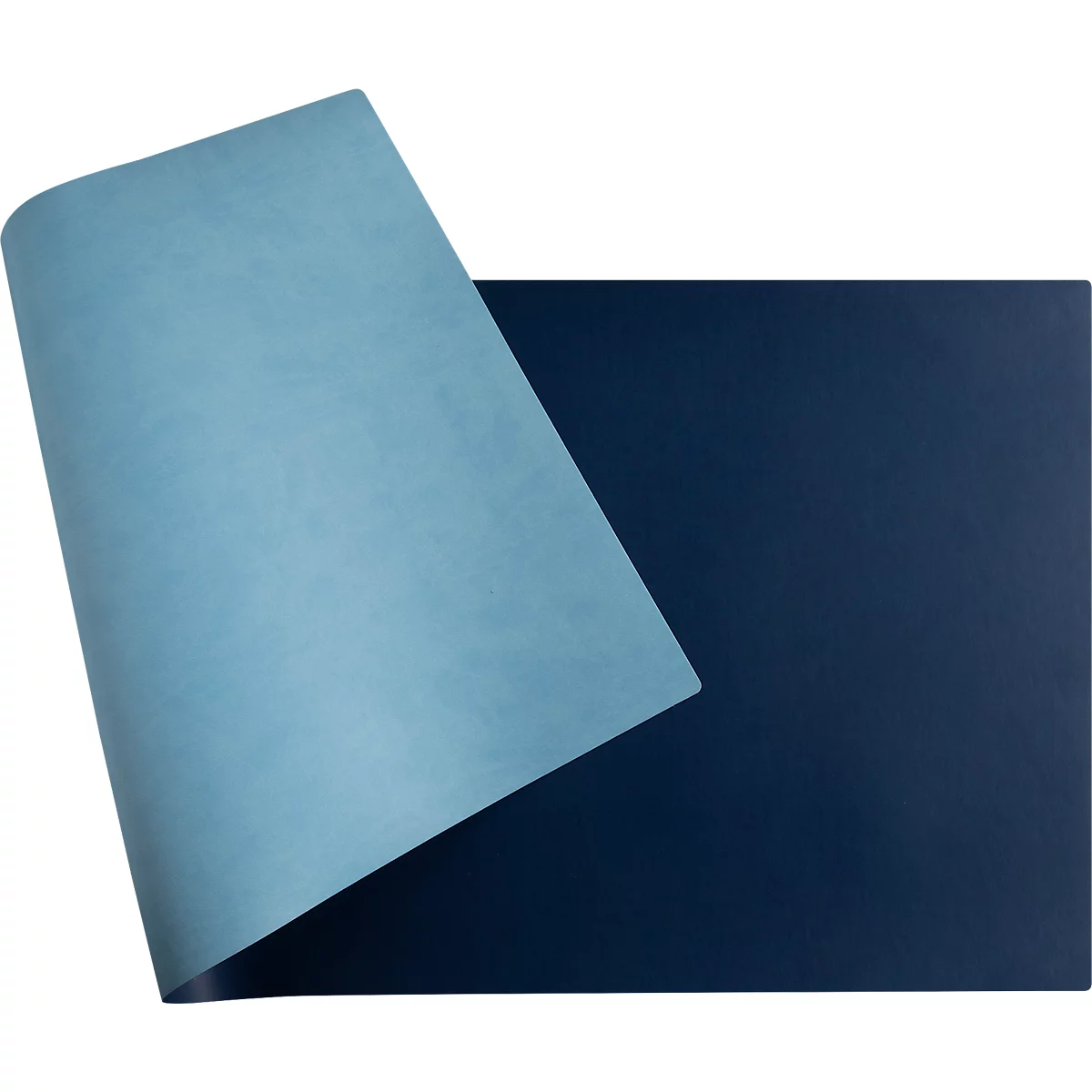 Eine blaue Papierserviette, die sich über eine dunkelblaue Papierserviette legt.