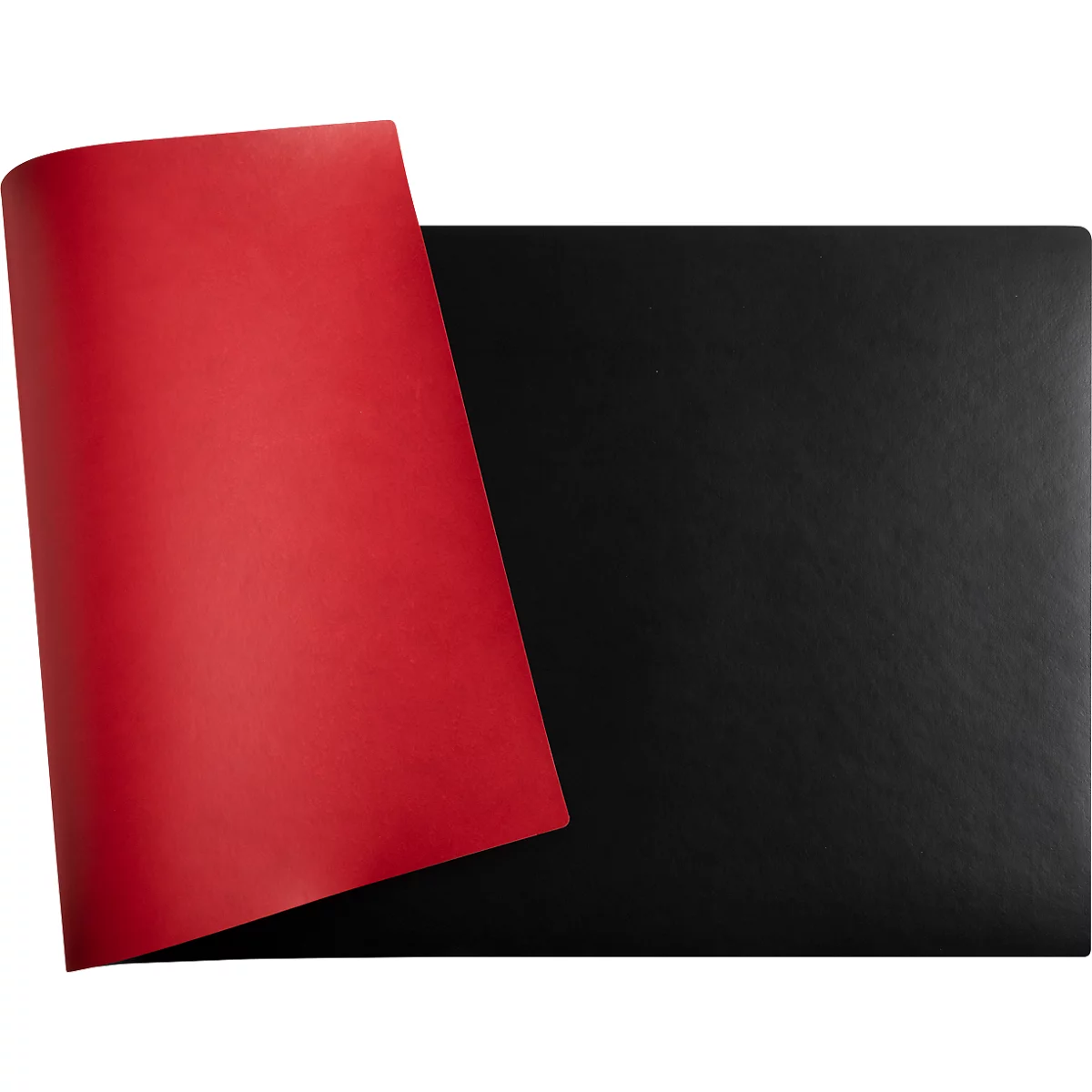 Rotes, aufgerolltes Papier liegt über einem schwarzen Papier.