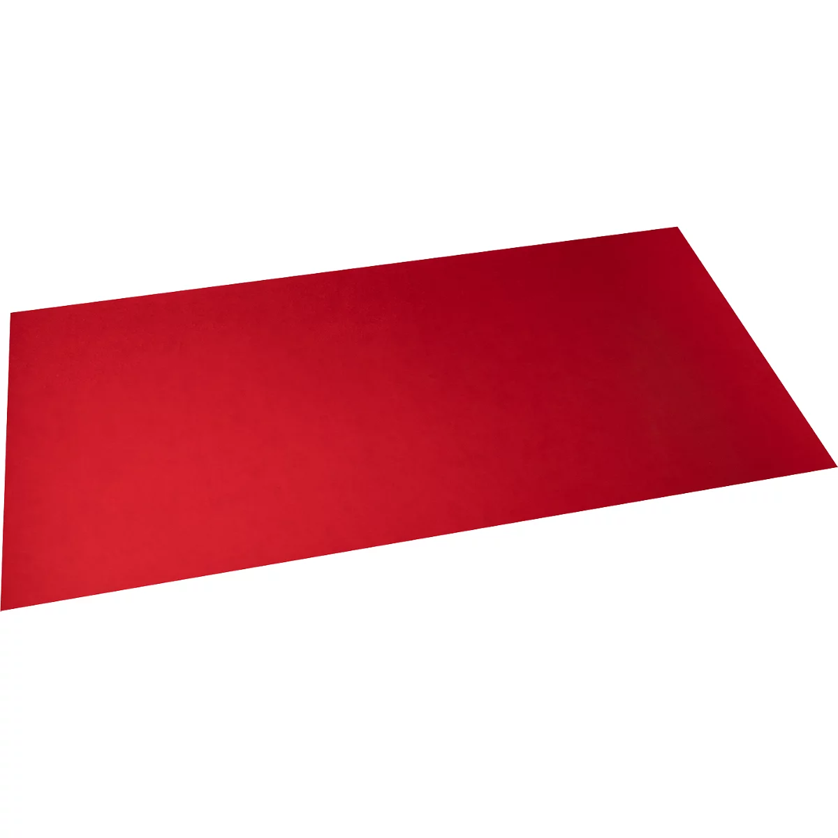 Rode, rechthoekige vel papier, iets schuin gefotografeerd van bovenaf.