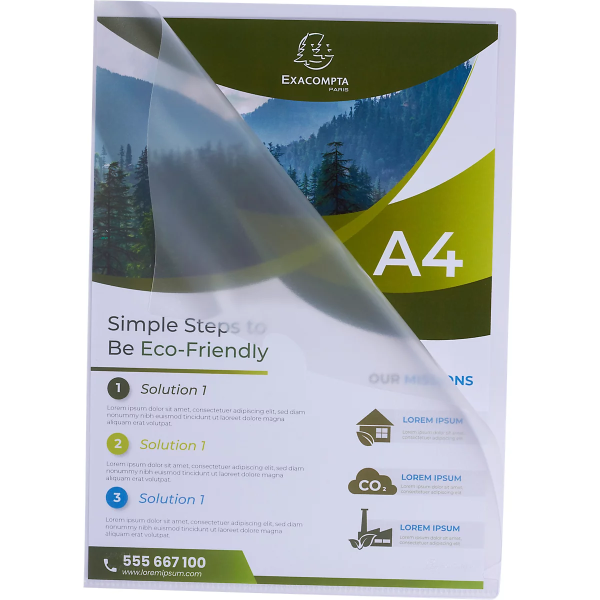 Exacompta Sichthüllen Forever, für DIN A4, Recycling-Polypropylen, 120µ, genarbt, transparent, 100 Stück